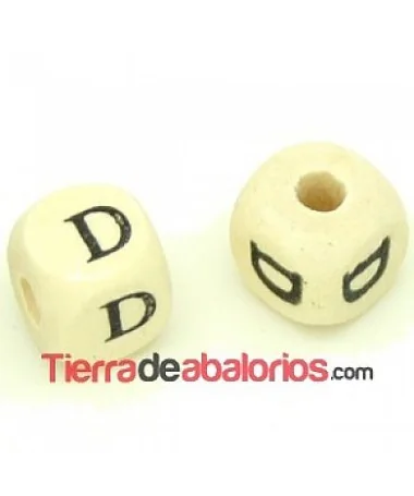Cubo de Madera 10mm Agujero 3mm Letra D