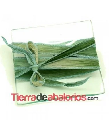 Seda Ribeteada Teñida a Mano 17mm Mediterranean Blue Degrade