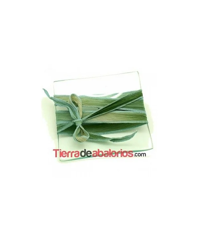 Seda Ribeteada Teñida a Mano 17mm Mediterranean Blue Degrade