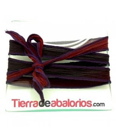 Seda Ribeteada Teñida a Mano 17mm Burgundy, Ribete Berenjena