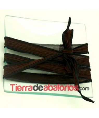 Seda Ribeteada Teñida a Mano 17mm Marrón Chocolate