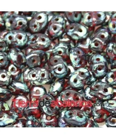 Superdúo 2,5x5mm Ruby Picasso Superdúo 2,5x5mm Ruby Picasso
