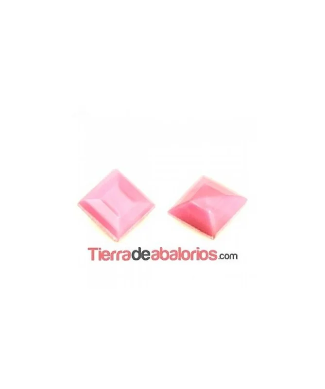 Cabujón Cristal Facetado 8x8mm Fucsia
