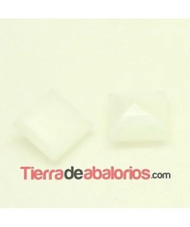 Cabujón Cristal Facetado 8x8mm Blanco Opal