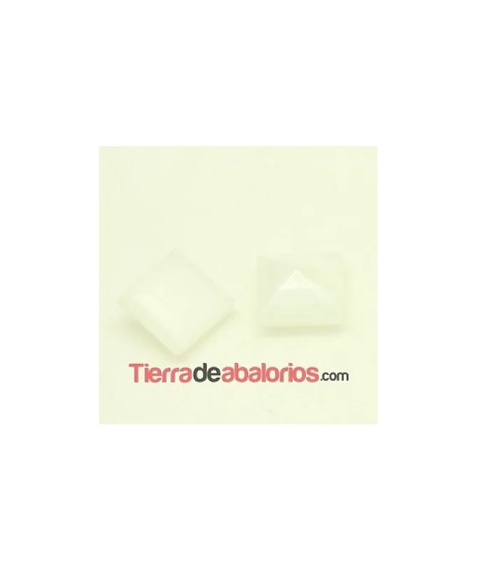 Cabujón Cristal Facetado 8x8mm Blanco Opal