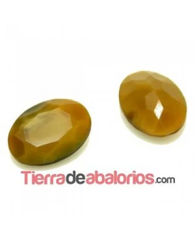 Cabujón Cristal Facetado 18x13mm Marrón Ojo de Tigre