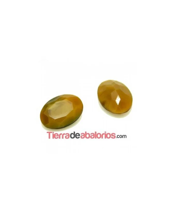 Cabujón Cristal Facetado 18x13mm Marrón Ojo de Tigre