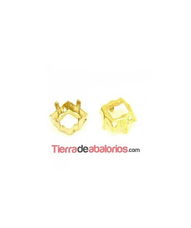 Engaste para Cabujón 8x8mm, Dorado