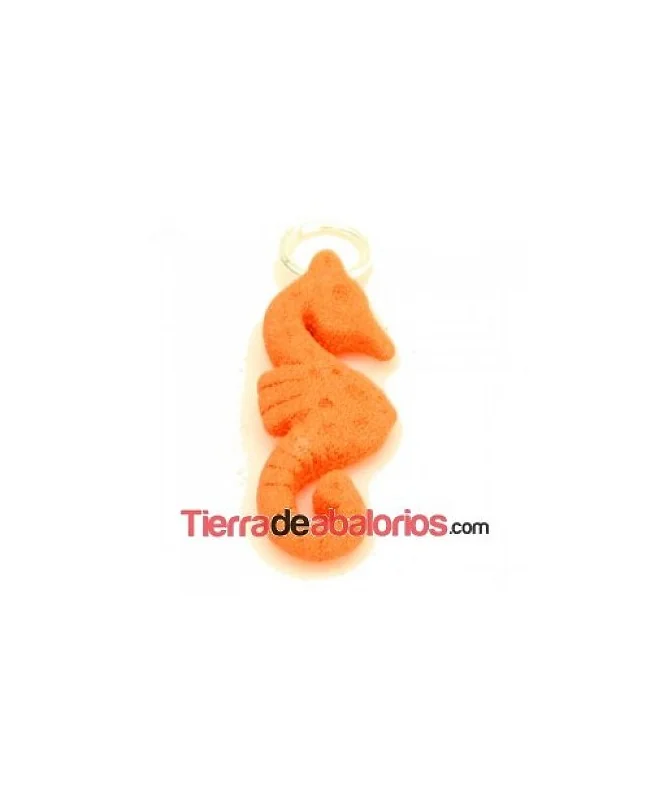 Lava Etna, Caballito de Mar Colgante 30x12mm Naranja Flúor Lava Etna, Caballito de Mar Colgante 30x12mm Naranja Flúor