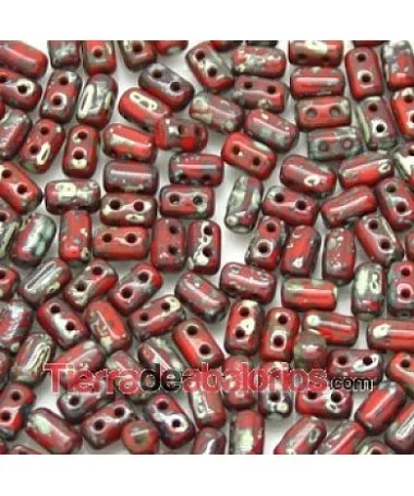 Rulla Bead 5x3mm Opaque Red Coral Picasso Rulla Bead 5x3mm Opaque Red Coral Picasso