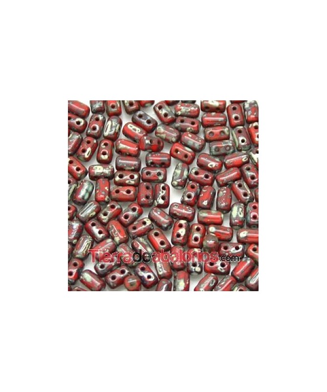 Rulla Bead 5x3mm Opaque Red Coral Picasso