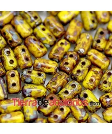 Rulla Bead 5x3mm Opaque Jonquil Picasso Rulla Bead 5x3mm Opaque Jonquil Picasso