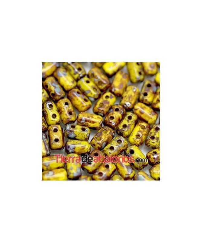 Rulla Bead 5x3mm Opaque Jonquil Picasso