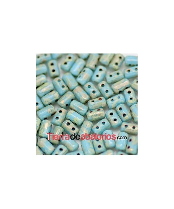 Rulla Bead 5x3mm Opaque Turquoise Blue Picasso