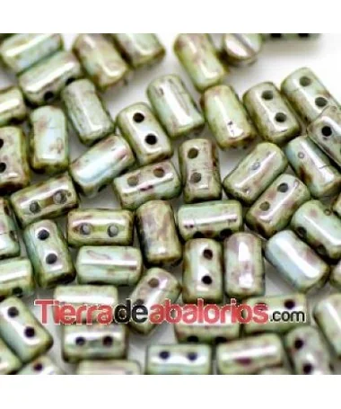 Rulla Bead 5x3mm Opaque Mix Bleu/Vert Ceramic Look