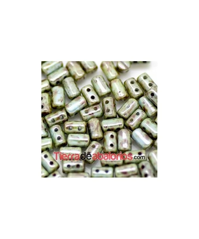Rulla Bead 5x3mm Opaque Mix Bleu/Vert Ceramic Look