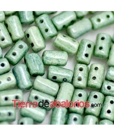 Rulla Bead 5x3mm Opaque Green Ceramic Blue