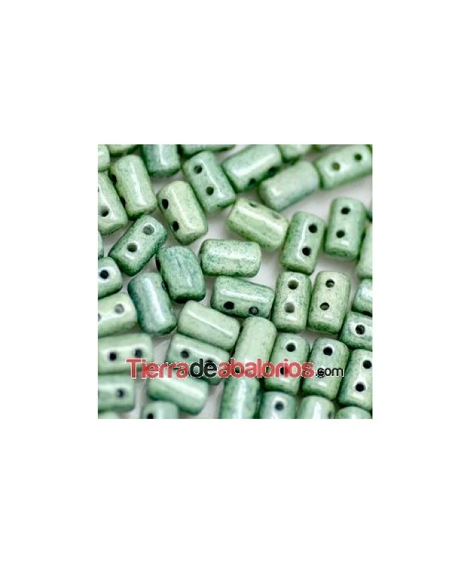 Rulla Bead 5x3mm Opaque Green Ceramic Blue
