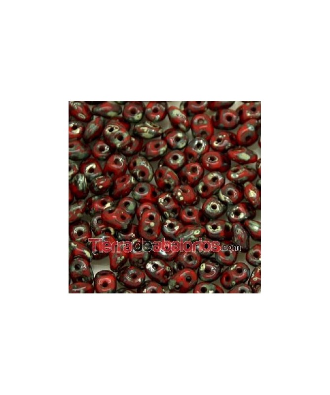 Superdúo 2,5x5mm Opaque Red Coral Picasso