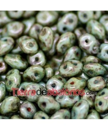 Superdúo 2,5x5mm Opaque Mix Blue/Vert Ceramic Look Superdúo 2,5x5mm Opaque Mix Blue/Vert Ceramic Look