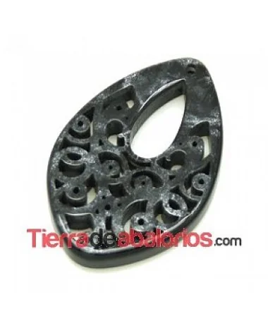 Colgante Resina Tallada Oval 35x23mm Negro Nacarado Colgante Resina Tallada Oval 35x23mm Negro Nacarado