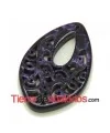 Colgante Resina Tallada Oval 35x23mm Púrpura Nacarado