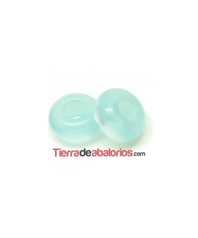 Resina Rondel 12x6mm Agujero 5mm Aguamarina Nacarado