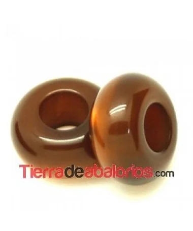 Resina Rondel 12x6mm Agujero 5mm Smoked Topaz Nacarado