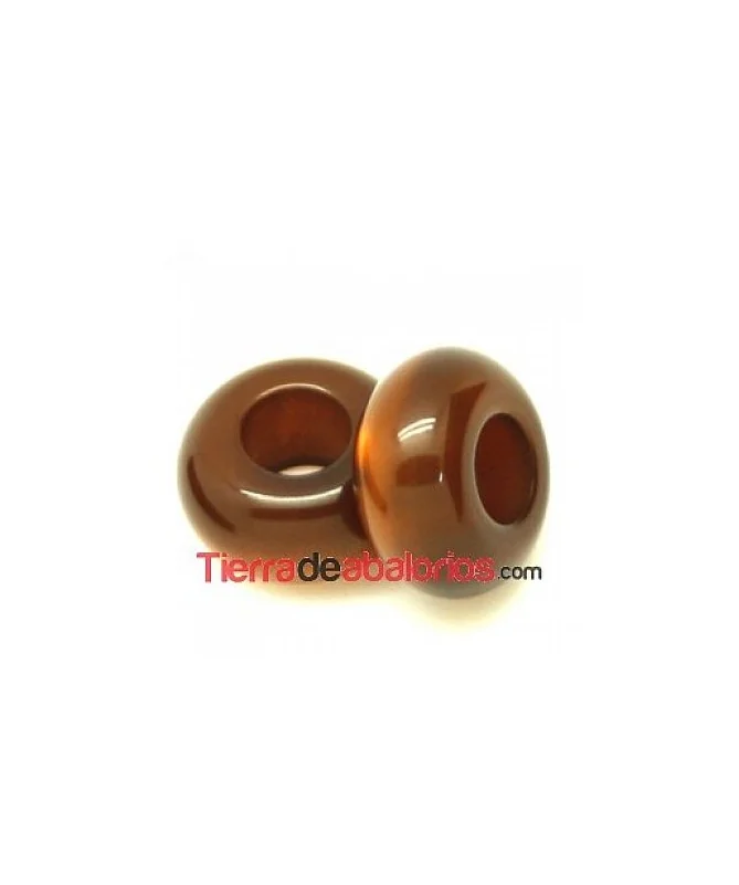 Resina Rondel 12x6mm Agujero 5mm Smoked Topaz Nacarado