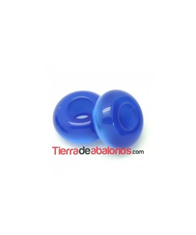 Resina Rondel 12x6mm Agujero 5mm Azul Eléctrico