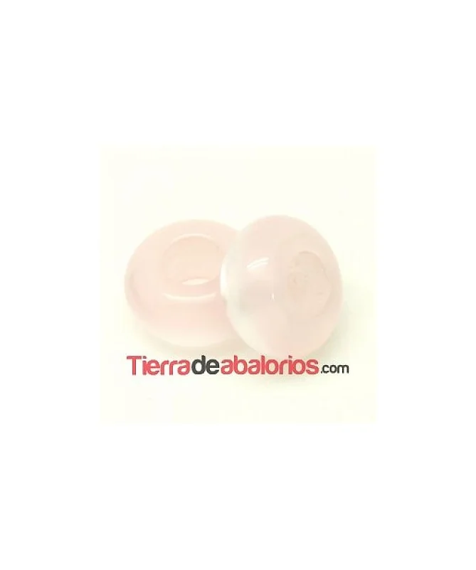Resina Rondel 12x6mm Agujero 5mm Rosa Bebé Nacarado