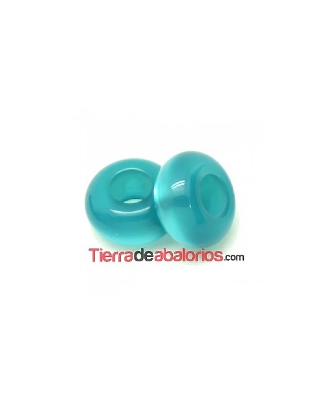 Resina Rondel 12x6mm Agujero 5mm Blue Zircon