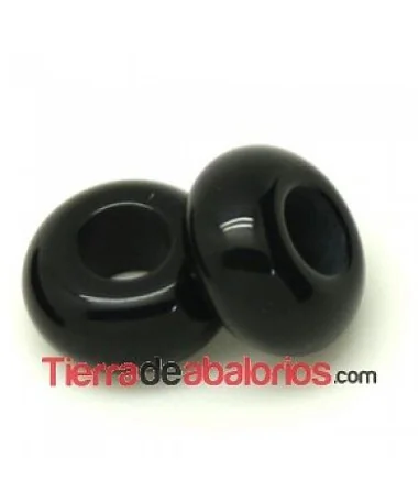 Resina Rondel 12x6mm Agujero 5mm Negro