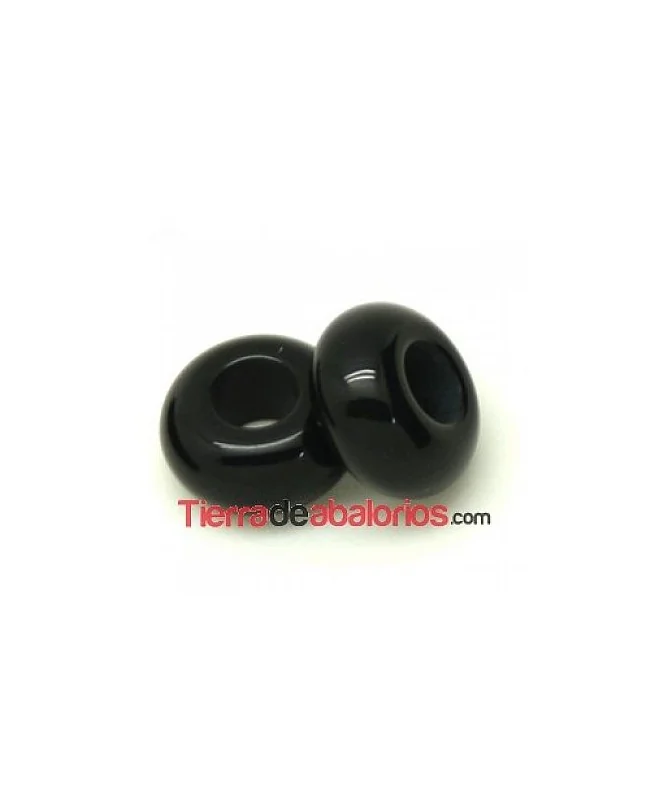 Resina Rondel 12x6mm Agujero 5mm Negro