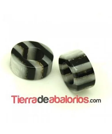 Entrepieza Regaliz 20x18mm Agujero 11x9mm Nacarado con Negro