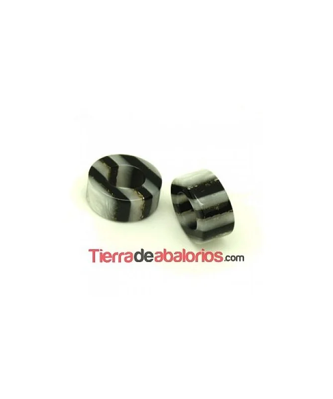 Entrepieza Regaliz 20x18mm Agujero 11x9mm Nacarado con Negro