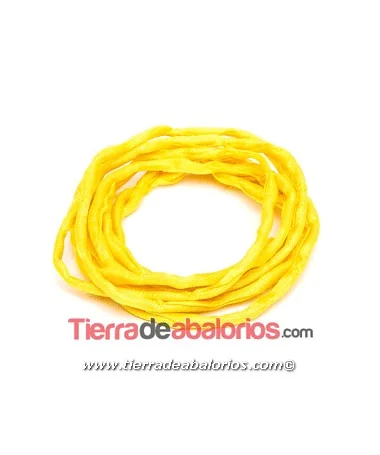 Seda Natural Salvaje Habotai 3mm Amarillo (110cm)
