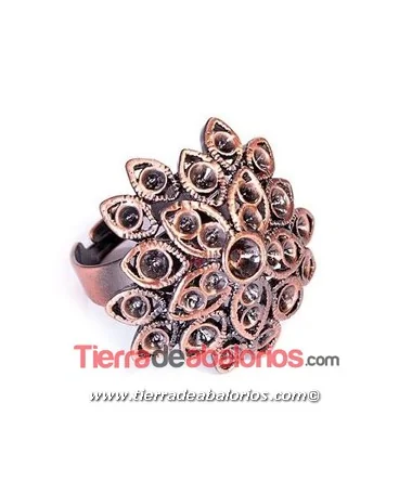 Anillo Flor 5 Pétalos 25mm para Chatones, Cobre Anillo Flor 5 Pétalos 25mm para Chatones, Cobre