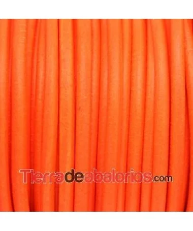 Cordón de Cuero 2mm - Naranja Flúor Cordón de Cuero 2mm - Naranja Flúor