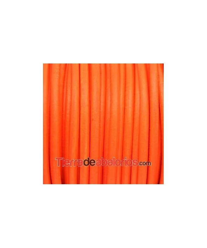Cordón de Cuero 2mm - Naranja Flúor