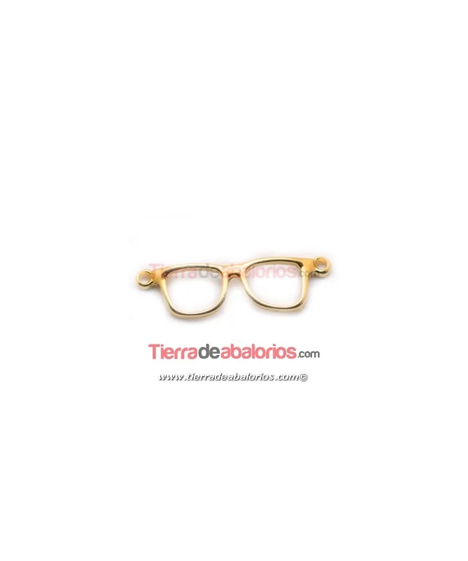 Conector Gafas 30x9mm con 2 anillas Agujero 1,5mm, Dorado