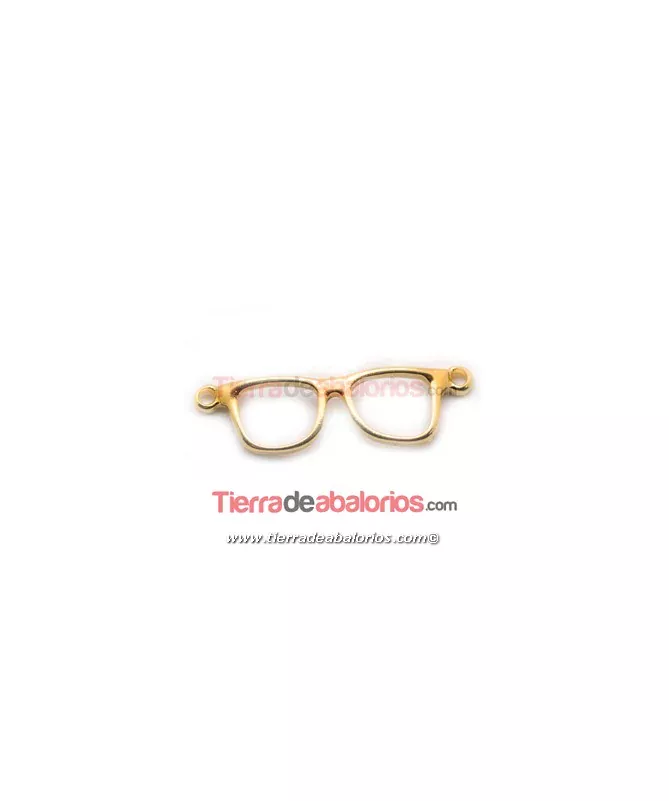 Conector Gafas 30x9mm con 2 anillas Agujero 1,5mm, Dorado