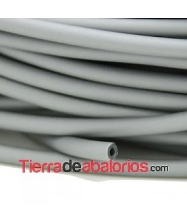 Caucho Hueco 4mm Agujero 2mm Plata