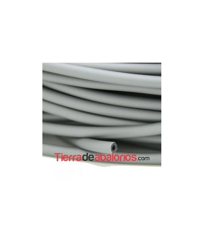 Caucho Hueco 4mm Agujero 2mm Plata