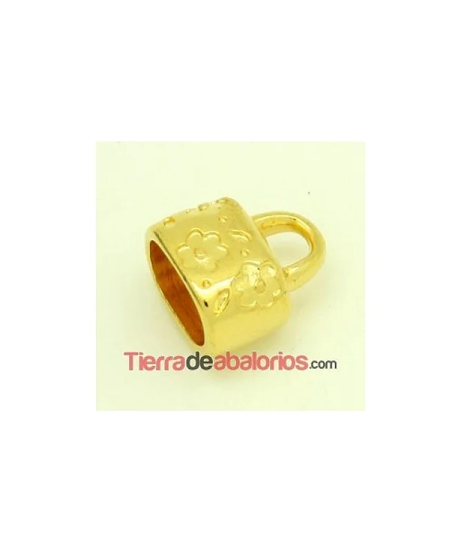 Terminal Regaliz Flores 15x14mm Agujero 10x7mm, Dorado