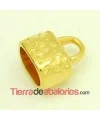 Terminal Regaliz Flores 15x14mm Agujero 10x7mm, Dorado