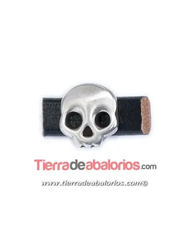 Entrepieza Regaliz Calavera 16x17mm Agujero 10x7mm, Plateada
