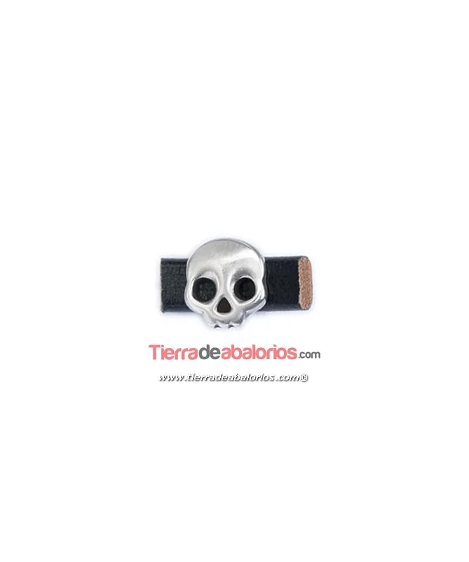 Entrepieza Regaliz Calavera 16x17mm Agujero 10x7mm, Plateada