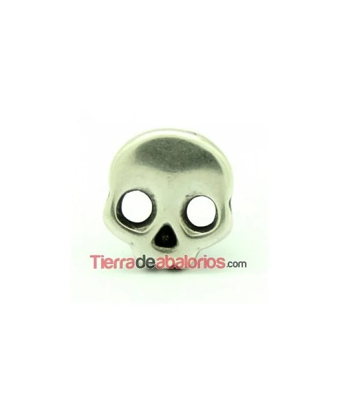 Entrepieza Regaliz Calavera 16x17mm Agujero 10x7mm, Plateada