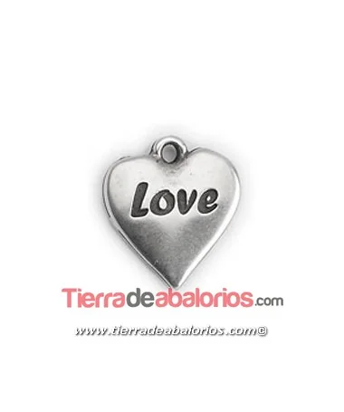 Colgante Corazón Love 24x21mm, Plateado